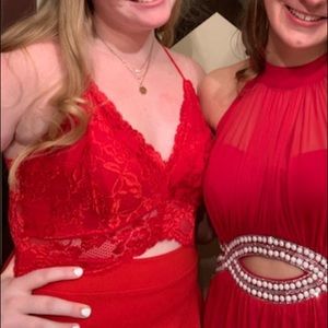 Red lace homecoming dress